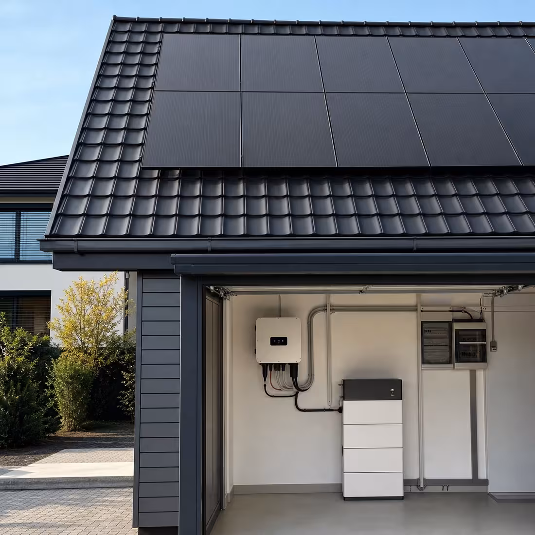 Photovoltaikanlage mit Speicher und Wechselrichter